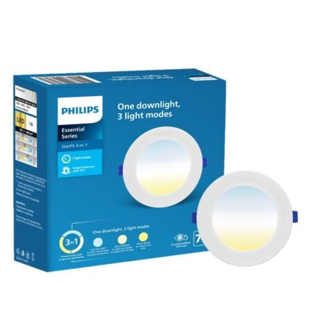 Philips Essential Series StarFit 3-in-1 LED Downlight (7W) in 3inch cut-out