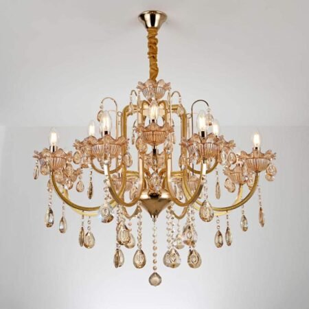 Luxury Crystal Chandelier with Golden Finish – 5 Light Ceiling Hanging Fixture