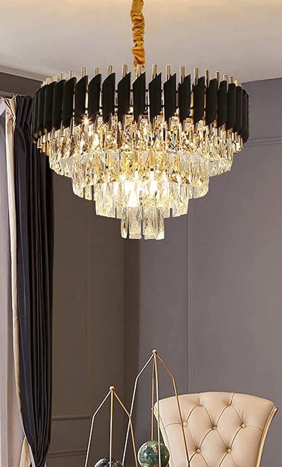 500mm Modern Crystal Chandelier with 3-in-1 Color LED Light