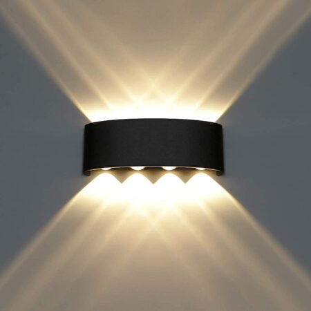 8W Waterproof Black LED Wall Lamp – Warm White Up & Down Decorative Lighting