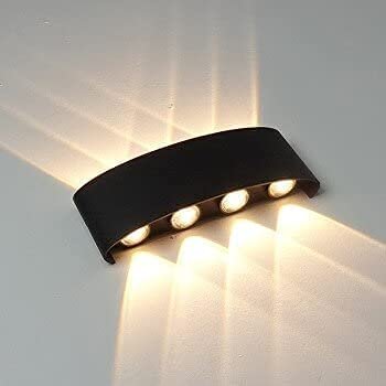 8W Waterproof Black LED Wall Lamp – Warm White Up & Down Decorative Lighting - Image 3