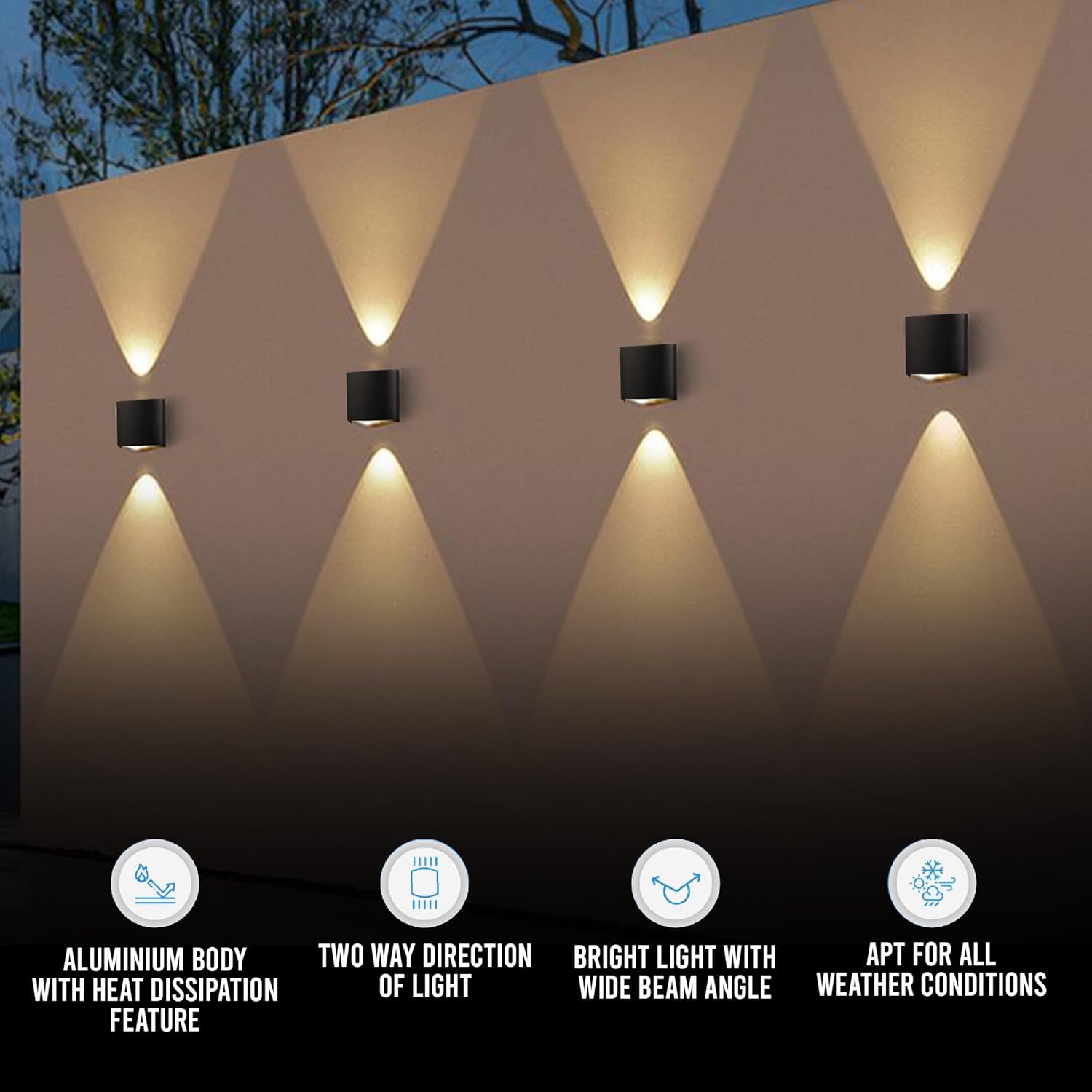 2W Outdoor LED Wall Light – IP65 Waterproof, Heat & Cold Resistant, Dual Beam Design - Image 3