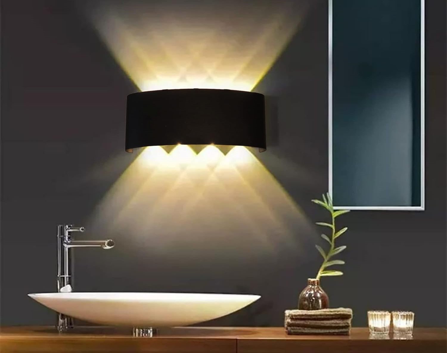 8W Waterproof Black LED Wall Lamp – Warm White Up & Down Decorative Lighting - Image 4