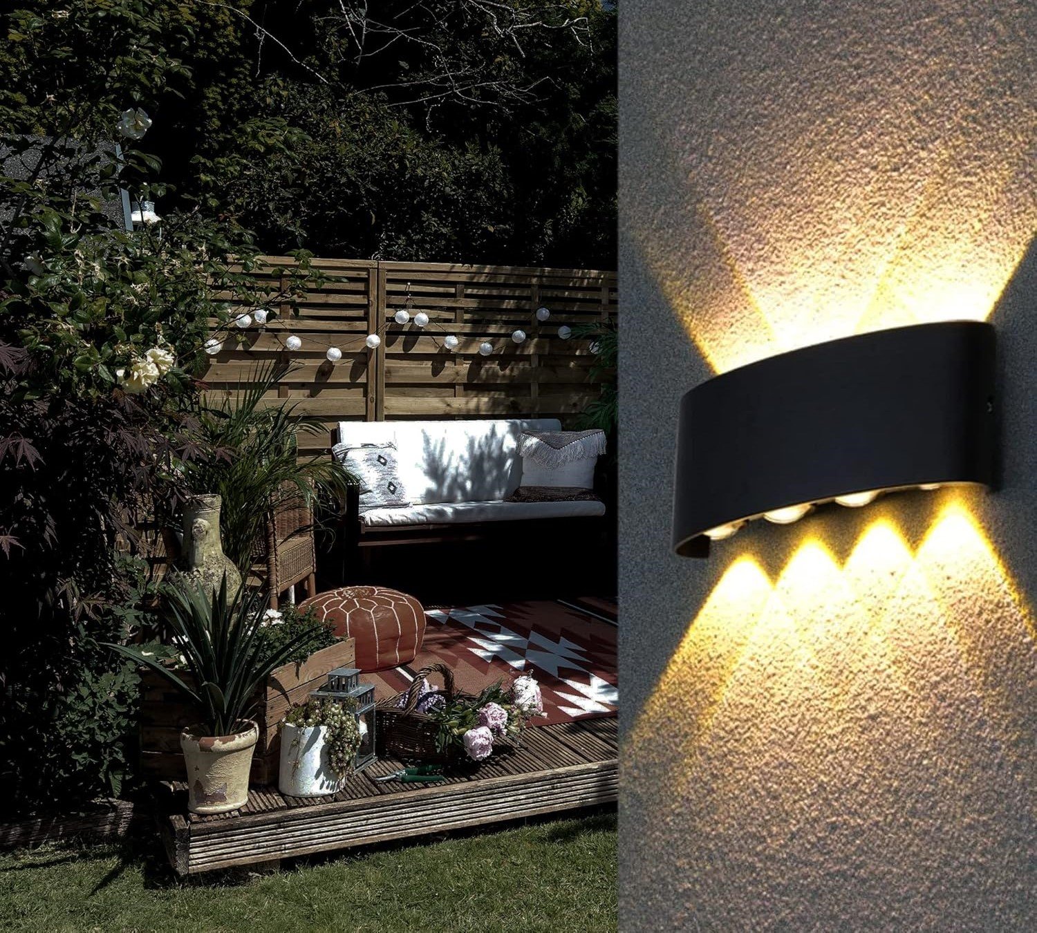 8W Waterproof Black LED Wall Lamp – Warm White Up & Down Decorative Lighting - Image 5