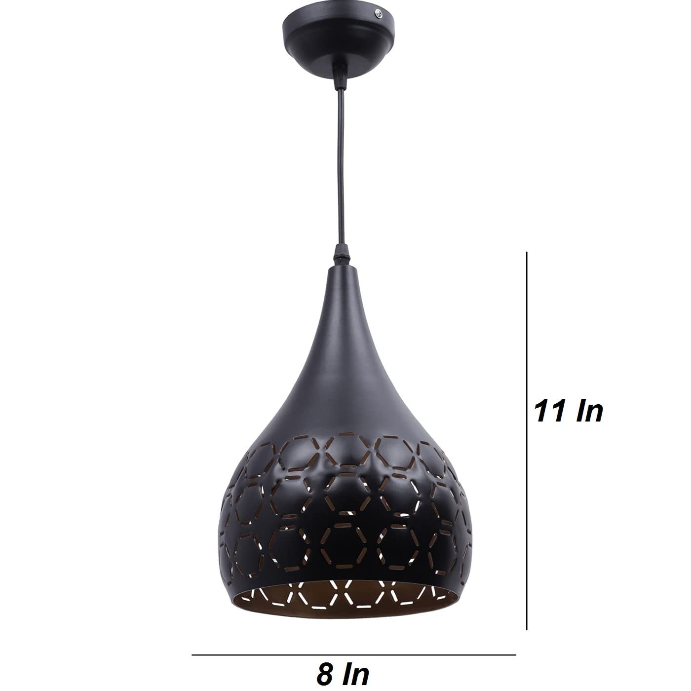 Modern Decorative Hanging Light with Bulb – Black & Golden Finish - Image 2