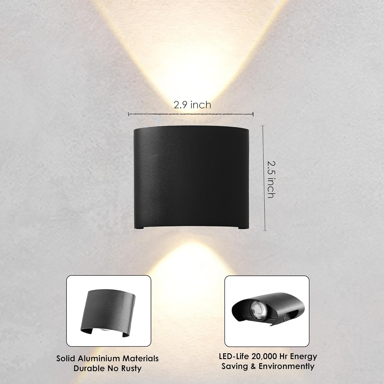 2W Outdoor LED Wall Light – IP65 Waterproof, Heat & Cold Resistant, Dual Beam Design - Image 7