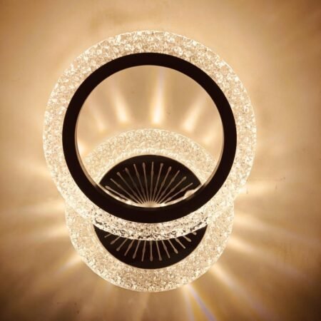 Luxurious Acrylic Crystal Wall Lamp – 3-in-1 Color with Golden Crystal Round