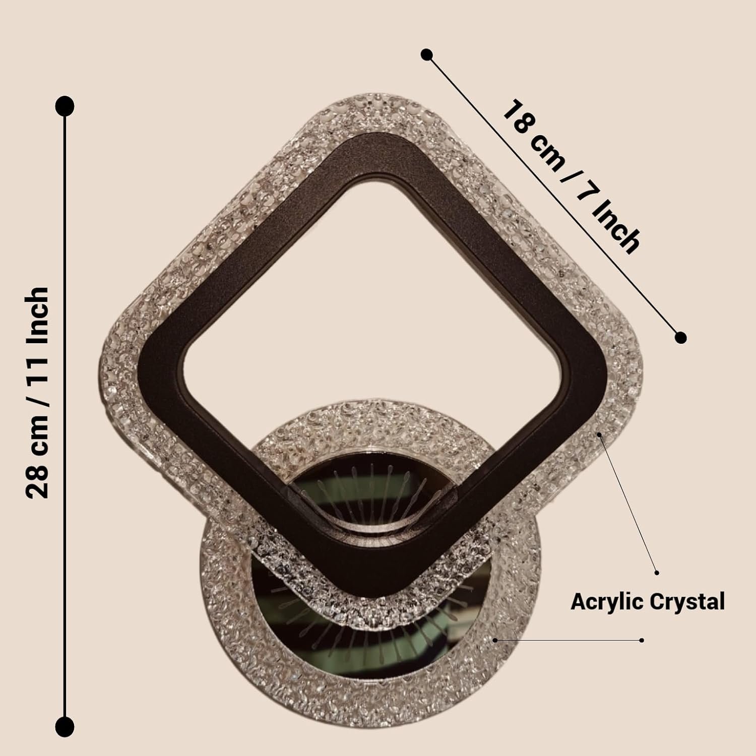 Luxurious Acrylic Crystal Wall Lamp – 3-in-1 Color with Golden Crystal Square - Image 5