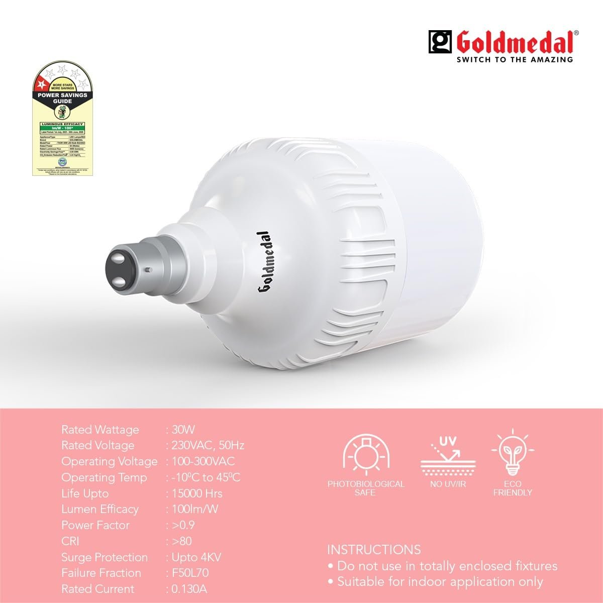 Goldmedal 30W Thor LED Bulb – Energy Saving, Mercury-Free, Long Life LED Light (1 Year Guarantee) - Image 5