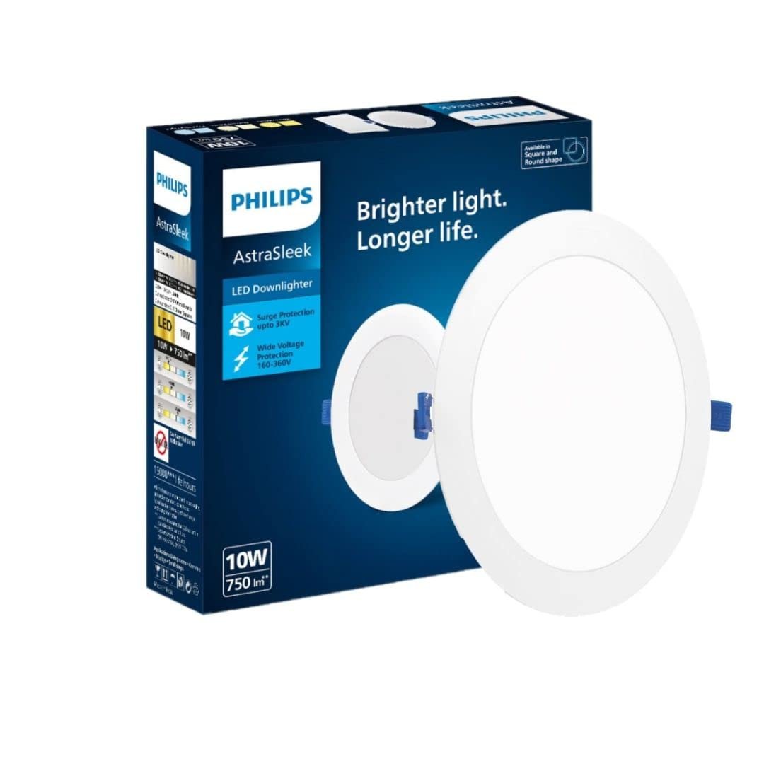 Philips Astra Sleek 10W LED Downlighter – Round Panel Light (Cool White, 750 Lumens)