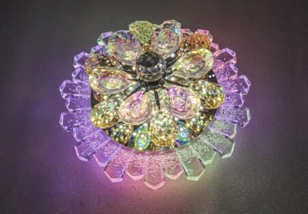 Round Elegant Moving Flower Crystal Ceiling Light – Color Changing LED Effect