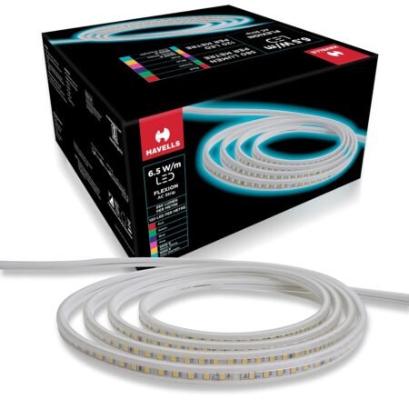 Havells Flexion LED AC Rope Light – 120 LEDs/Mtr, 50 Meter | Cool White (6500K) | 1-Year Guarantee