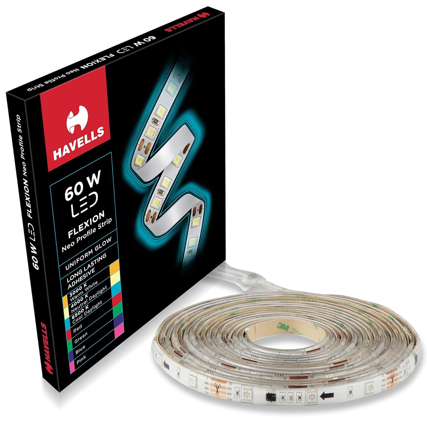 Havells Flexion LED Strip – Cool White (6500K) | 240 LEDs/Mtr | 12W/Mtr | 12V DC
