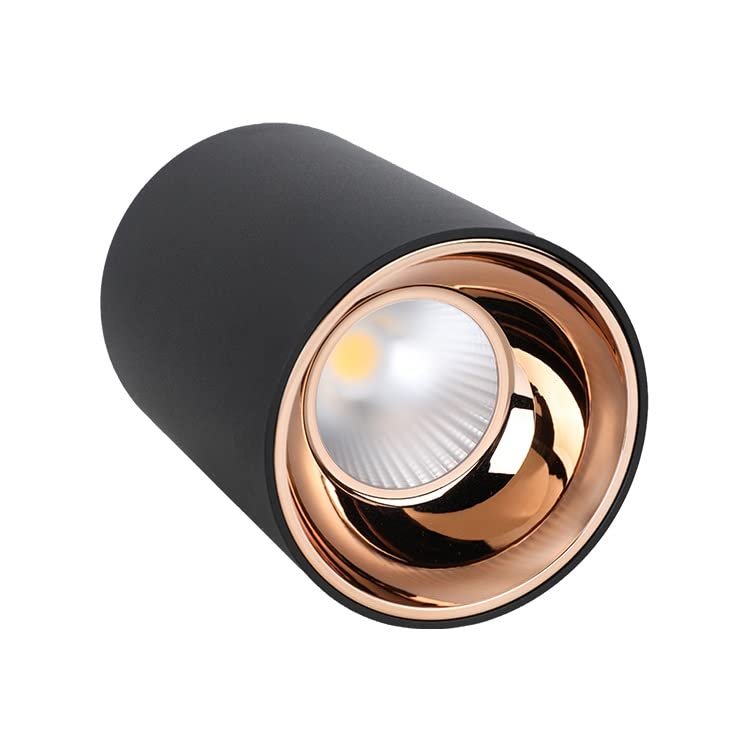 12W Pinakeey Surface Cylinder Light – Black Body & Rose Gold | Warm White (3000K) | 2-Year Guarantee | Pack of 4 - Image 2