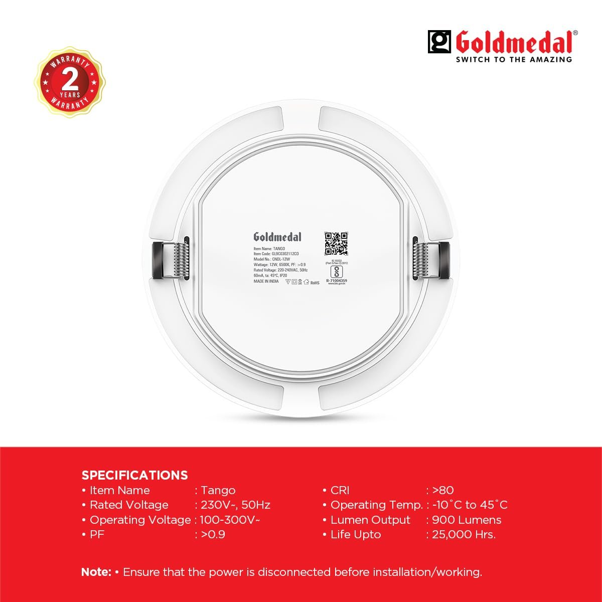 Tango 12W LED Panel Light – 4 Inch Cutout | Natural White (4000K) | 2-Year Guarantee - Image 3