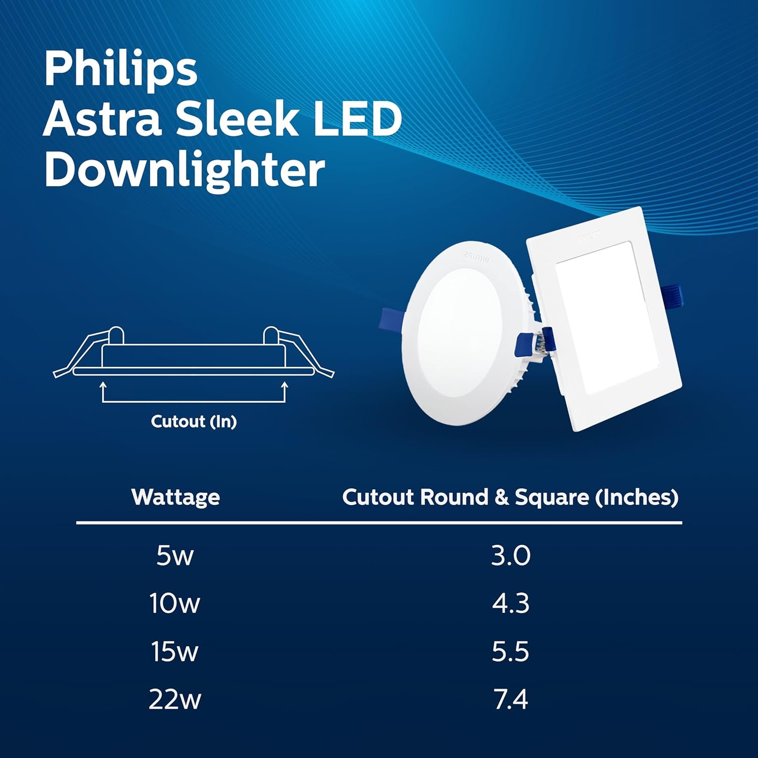Philips Astra Sleek 10W LED Downlighter – Round Panel Light (Cool White, 750 Lumens) - Image 4