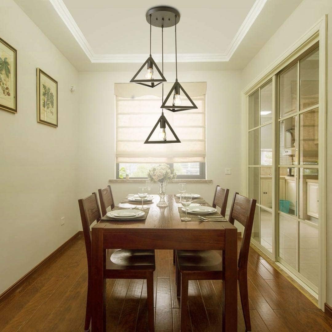 3 Vintage Triangle Hanging Light – With 9W Warm White (3000K) LED Bulbs - Image 5