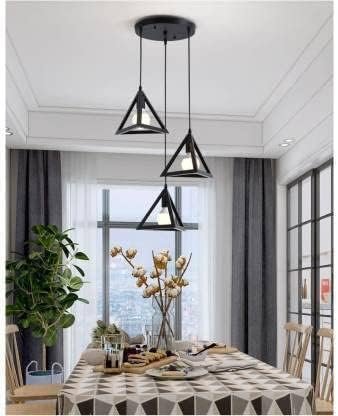 3 Vintage Triangle Hanging Light – With 9W Warm White (3000K) LED Bulbs - Image 6