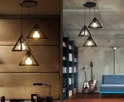 3 Vintage Triangle Hanging Light – With 9W Warm White (3000K) LED Bulbs - Image 2