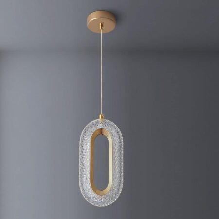 Oval Shape Modern LED Crystal Gold Pendant Ceiling Light | 3-in-1 Color Changing | Set of 2