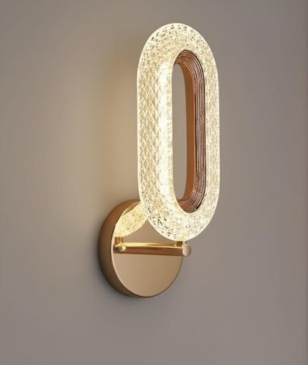 Oval Shape Modern LED Crystal Wall Lamp – Glossy Gold Finish | 3-in-1 Color Changing | Set of 2