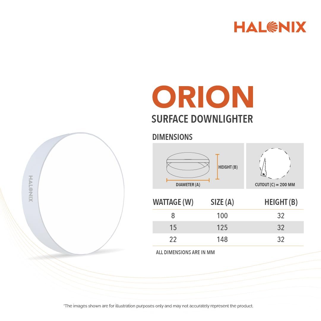Halonix Orion 22W Round LED Surface Downlighter – Cool White (6500K) | Rimless Design | Polycarbonate Body | 2-Year Warranty - Image 2