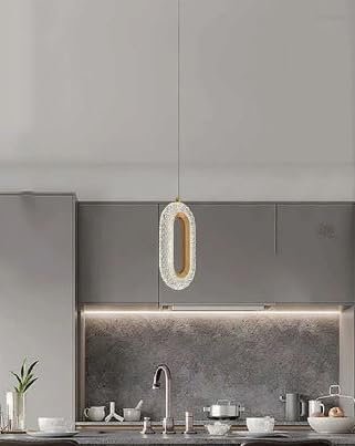Oval Shape Modern LED Crystal Gold Pendant Ceiling Light | 3-in-1 Color Changing | Set of 2 - Image 4