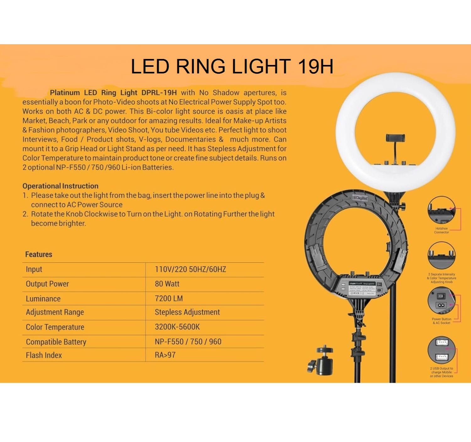 Digitek Platinum DPRL-19RT Professional LED Ring Light – 19 Inch | 3-in-1 Color | With Remote - Image 5