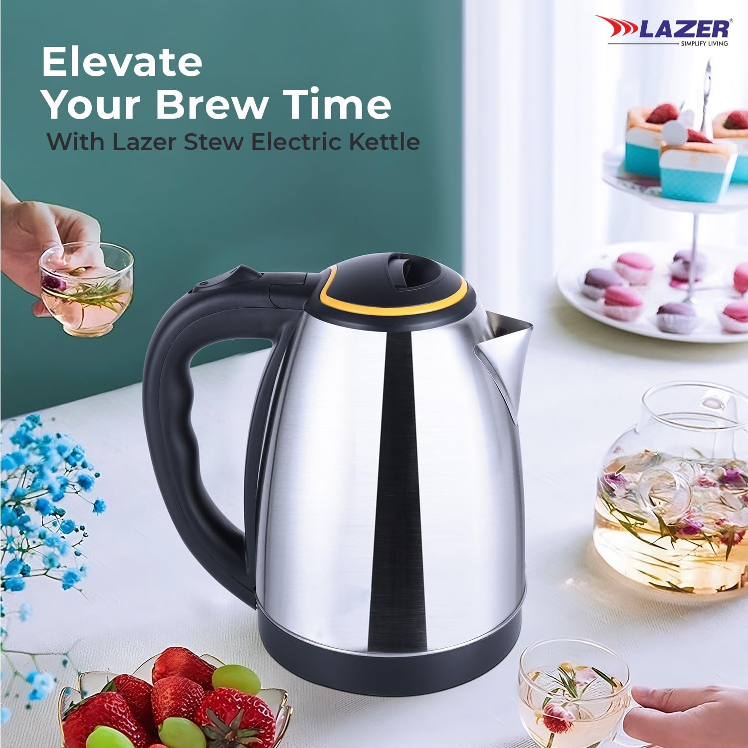 Lazer Stew 1.8L Stainless Steel Electric Kettle – 1200W | Auto Cut-Off | Cool Touch Handle - Image 5