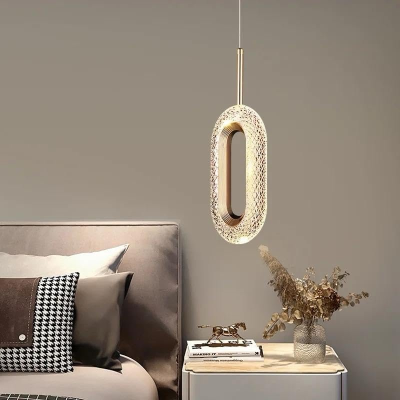 Oval Shape Modern LED Crystal Gold Pendant Ceiling Light | 3-in-1 Color Changing | Set of 2 - Image 8